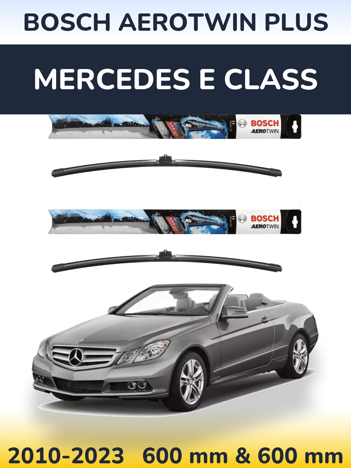 Комплект передніх щіток BOSCH AeroTwin Plus 600 & 600 мм для Mercedes E Class 2010-2023