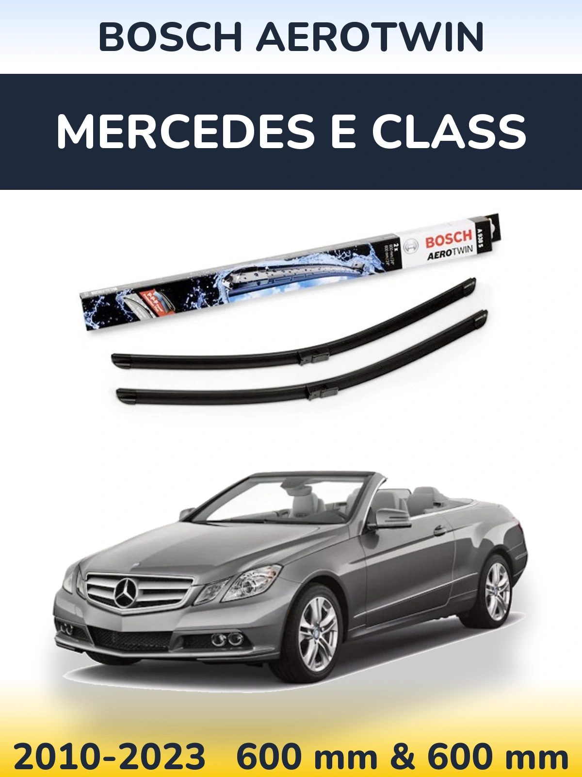 Комплект передніх щіток BOSCH AeroTwin 600 & 600 мм для Mercedes E Class 2010-2023
