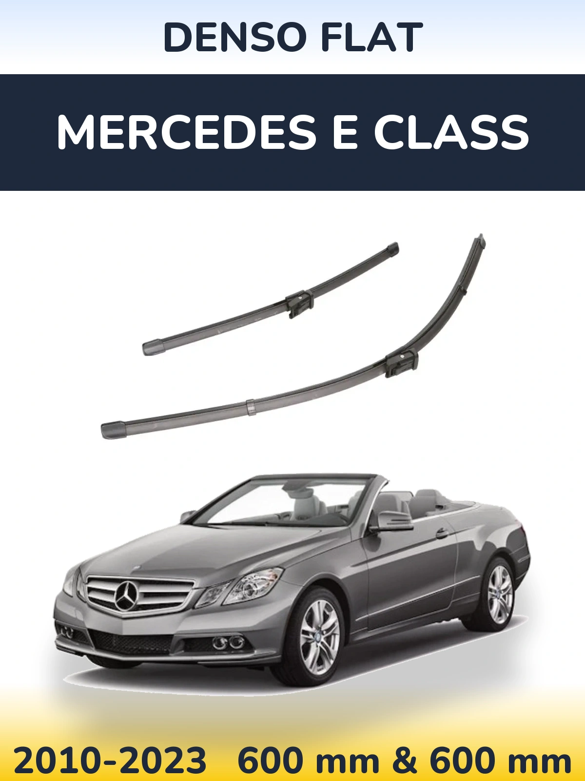 Front wiper blade set Denso Flat 600 & 600 mm for Mercedes E Class 2010-2023