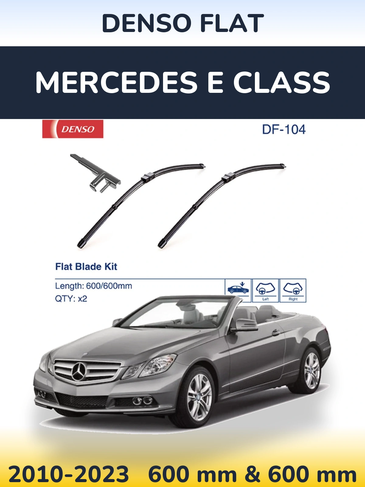 Комплект передніх щіток Denso Flat 600 & 600 мм для Mercedes E Class 2010-2023