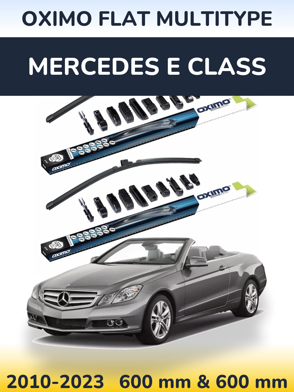 Front wiper blade set Oximo Flat MultiTypee 600 & 600 mm for Mercedes E Class 2010-2023