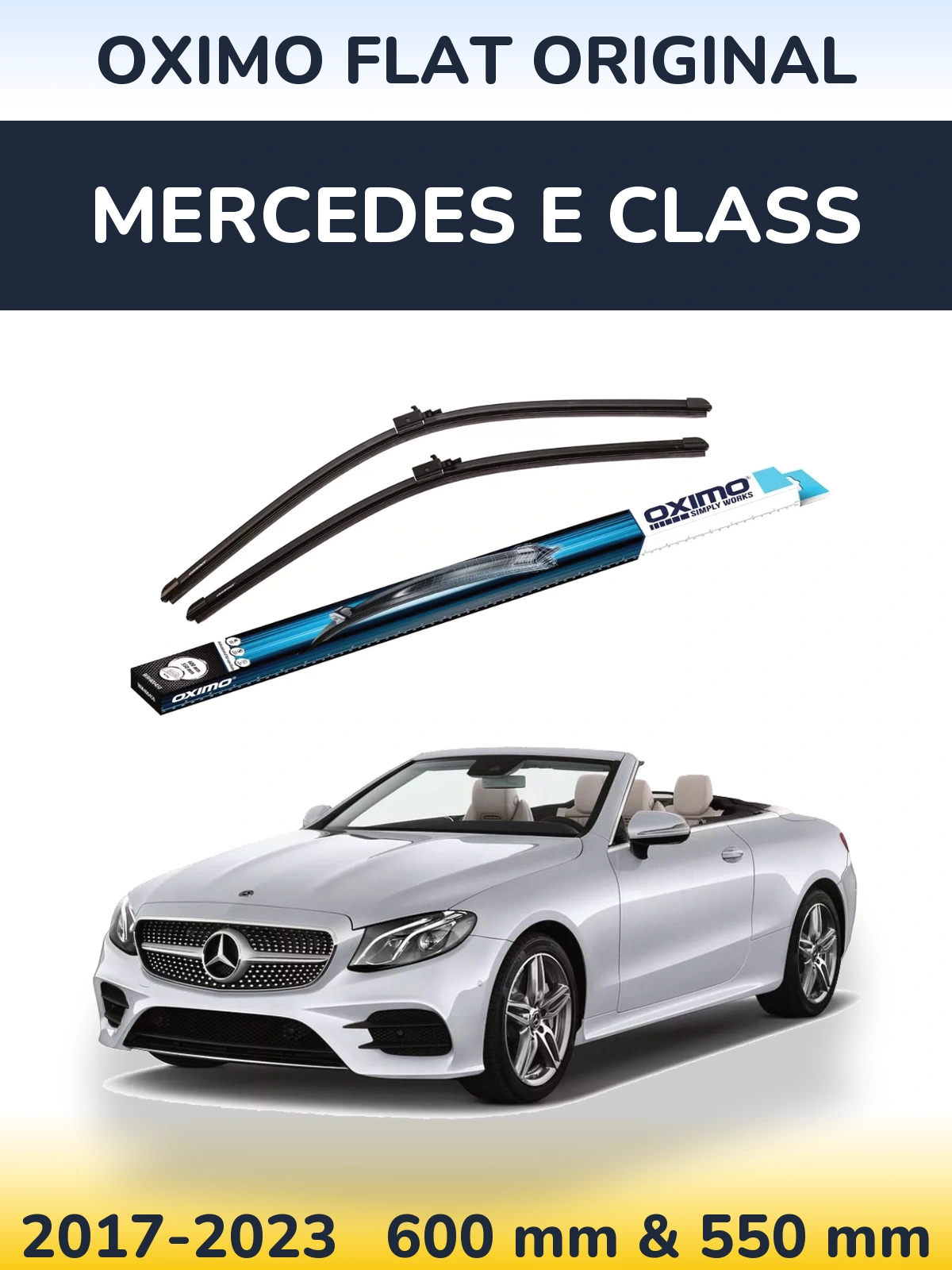 Front wiper blade set Oximo Flat Original 600 & 550 mm for Mercedes E Class 2017-2023