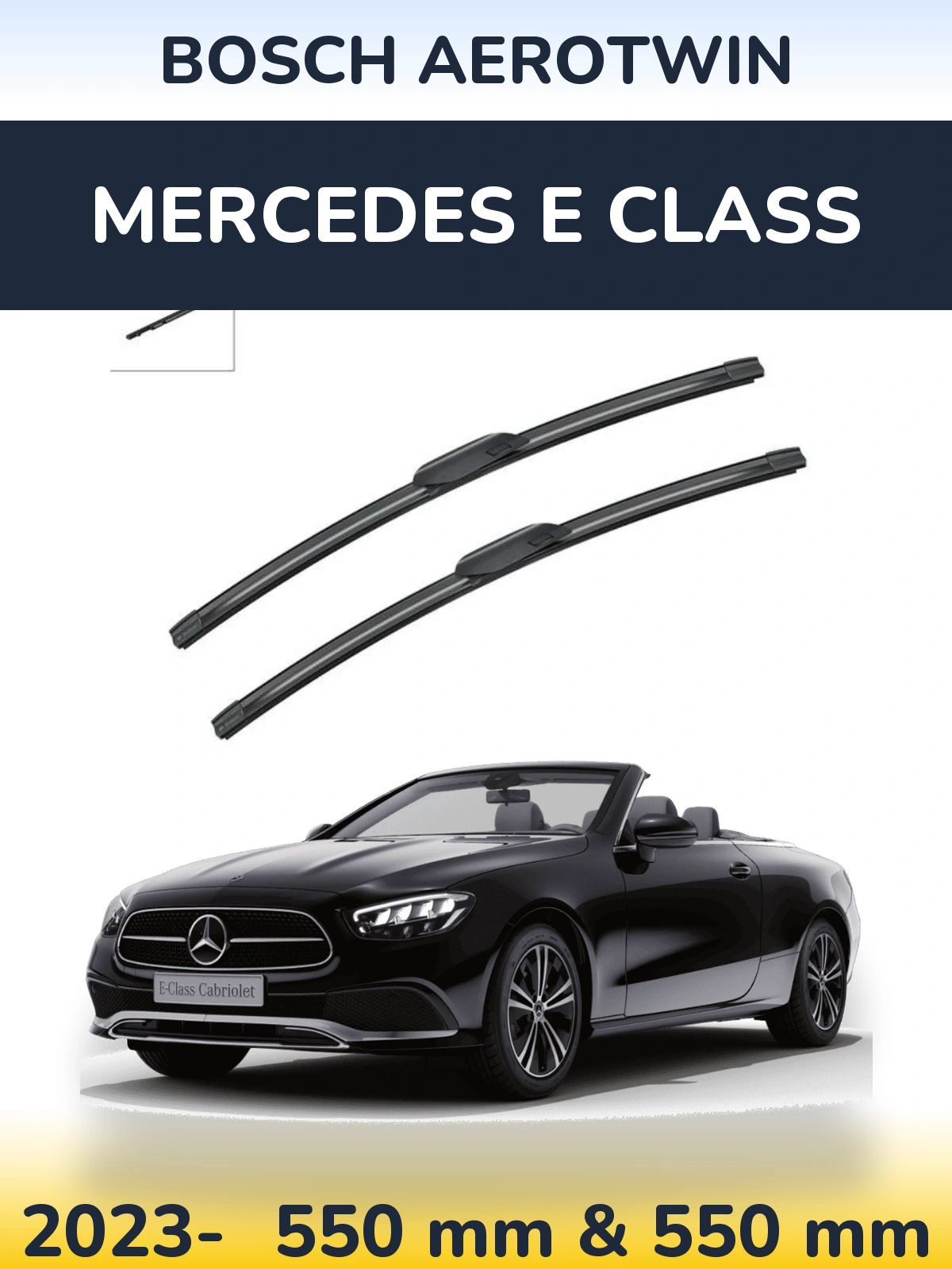 Front wiper blade set BOSCH AeroTwin 550 & 550 mm for Mercedes E Class 2023-2026