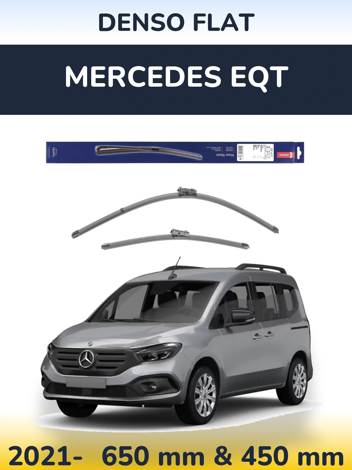 Комплект передніх щіток Denso Flat 650 & 450 мм для Mercedes EQT 2021-2026