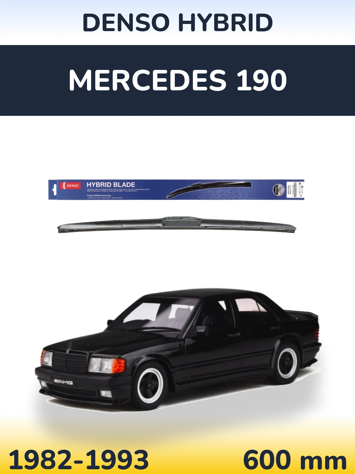Front wiper blade Denso Hybrid 600 mm for Mercedes 190 1982-1993