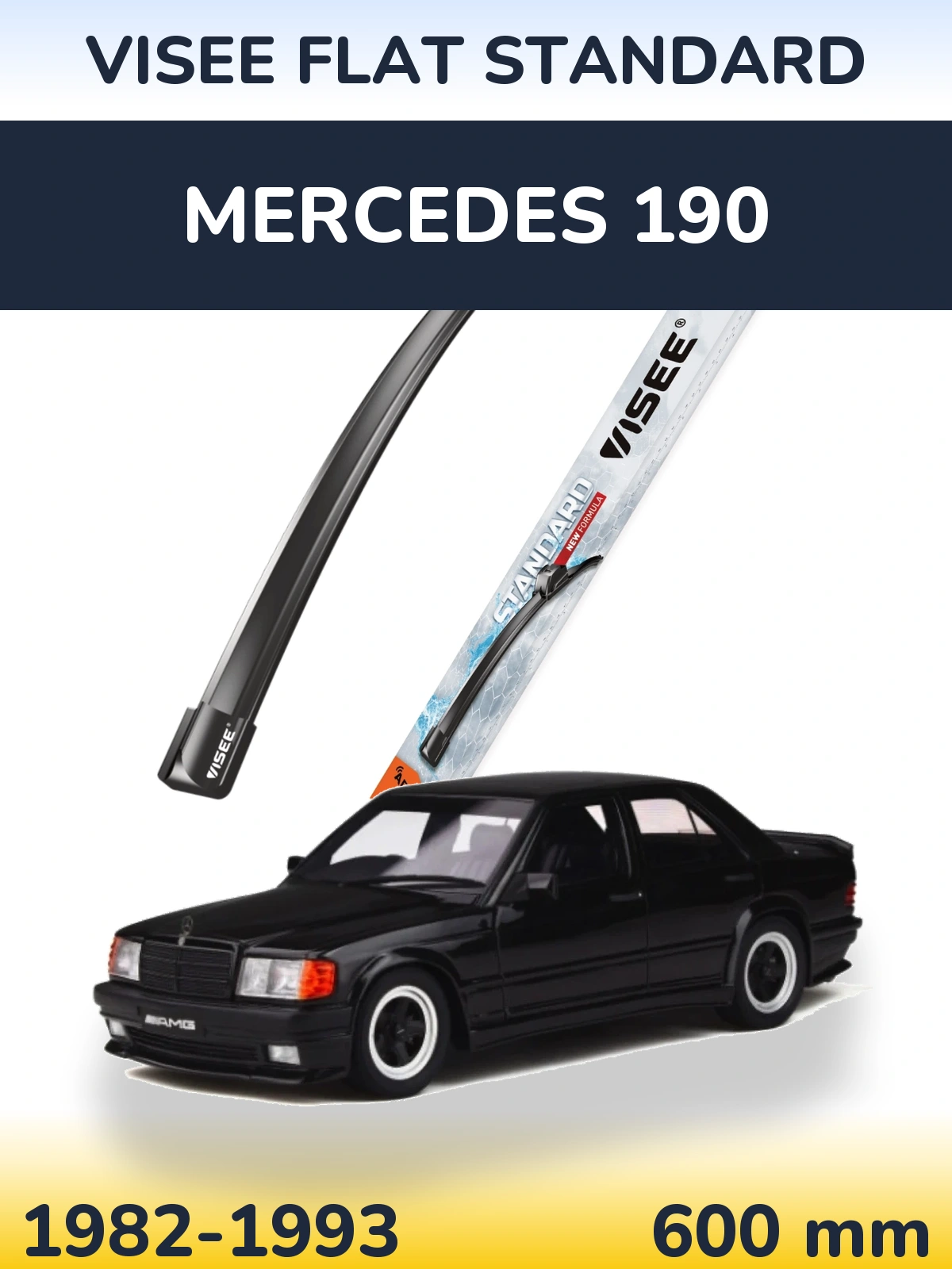 Front wiper blade VISEE FLAT STANDARD 600 mm for Mercedes 190 1982-1993