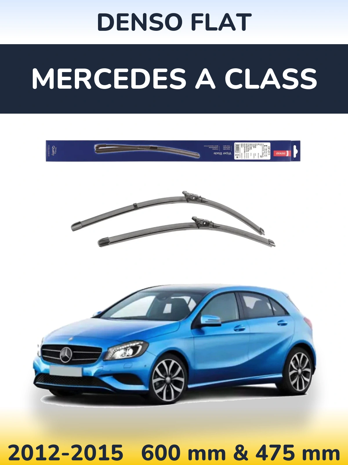 Комплект передних дворников Denso Flat 600 & 475 мм для Mercedes A Class 2012-2015