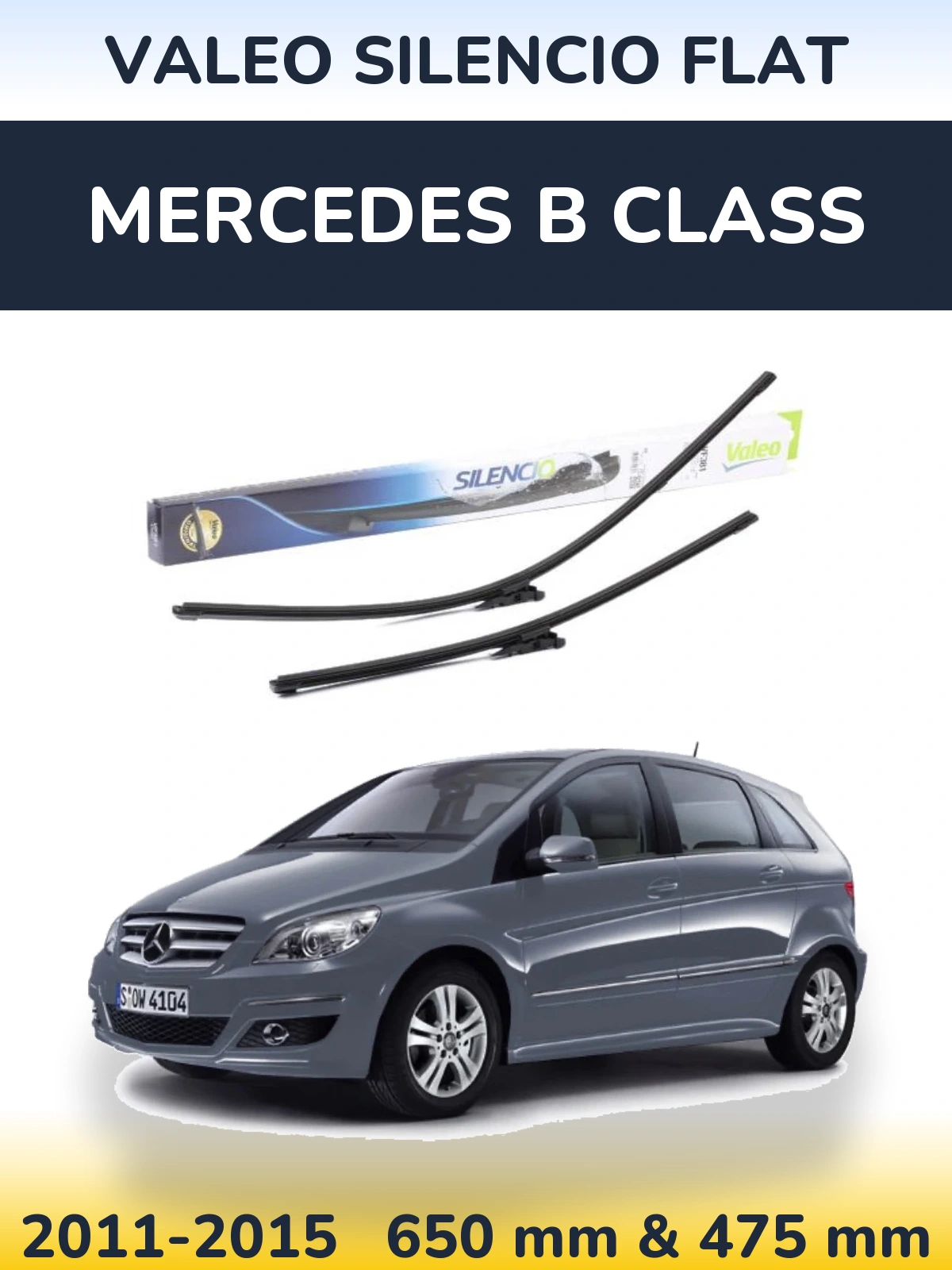 Комплект передних дворников Valeo Silencio Flat 650 & 475 мм для Mercedes B Class 2011-2015