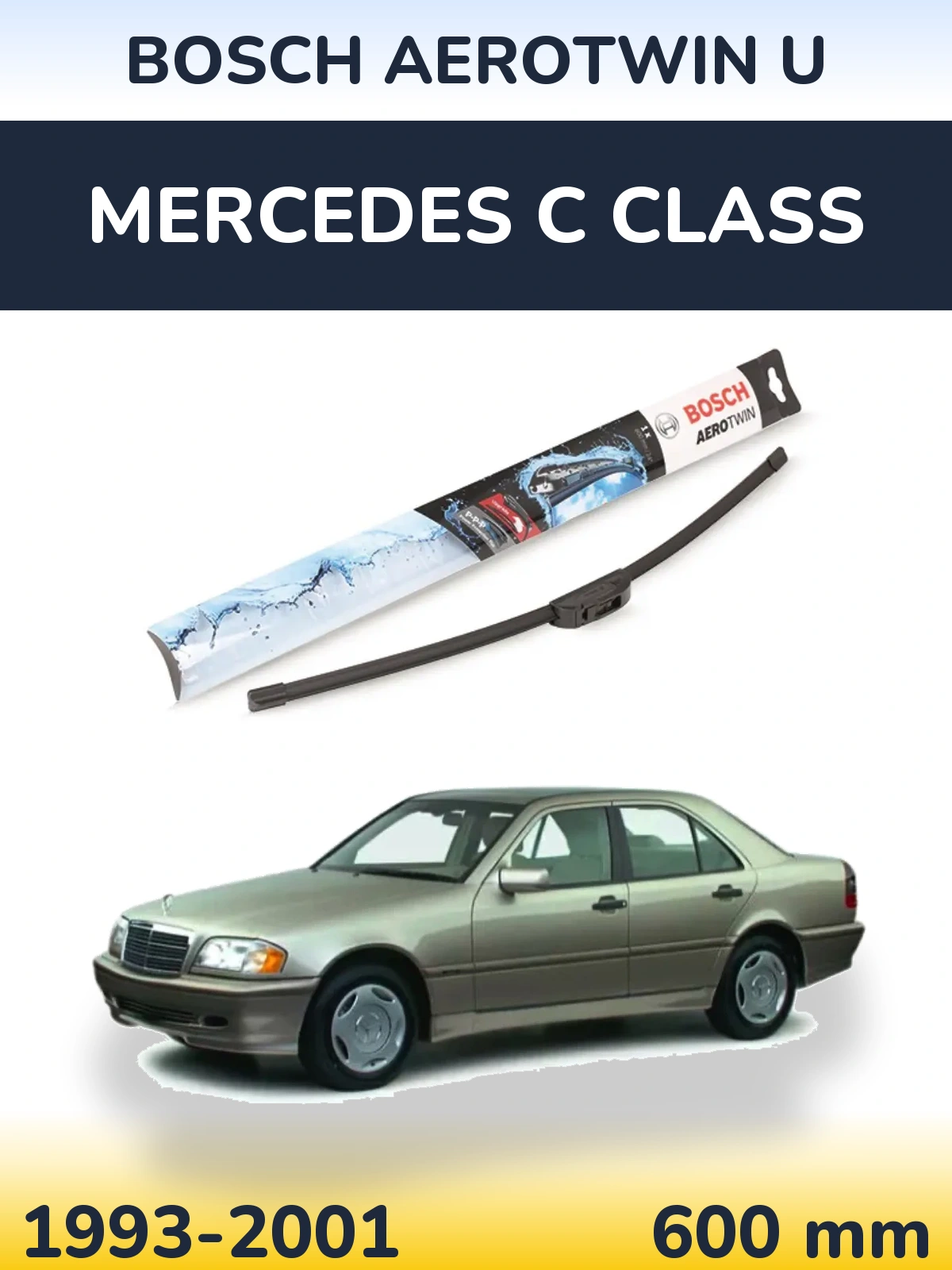 Передня щітка BOSCH AeroTwin U 600 мм для Mercedes C Class 1993-2001