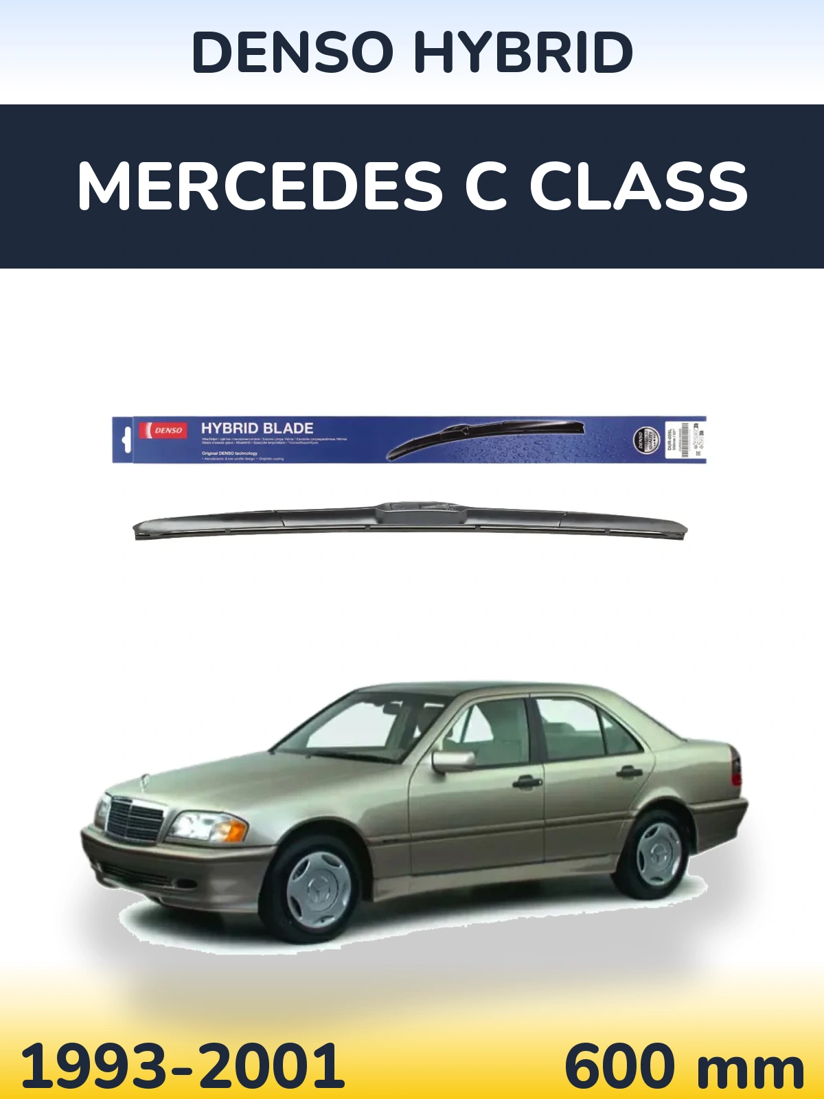Front wiper blade Denso Hybrid 600 mm for Mercedes C Class 1993-2001