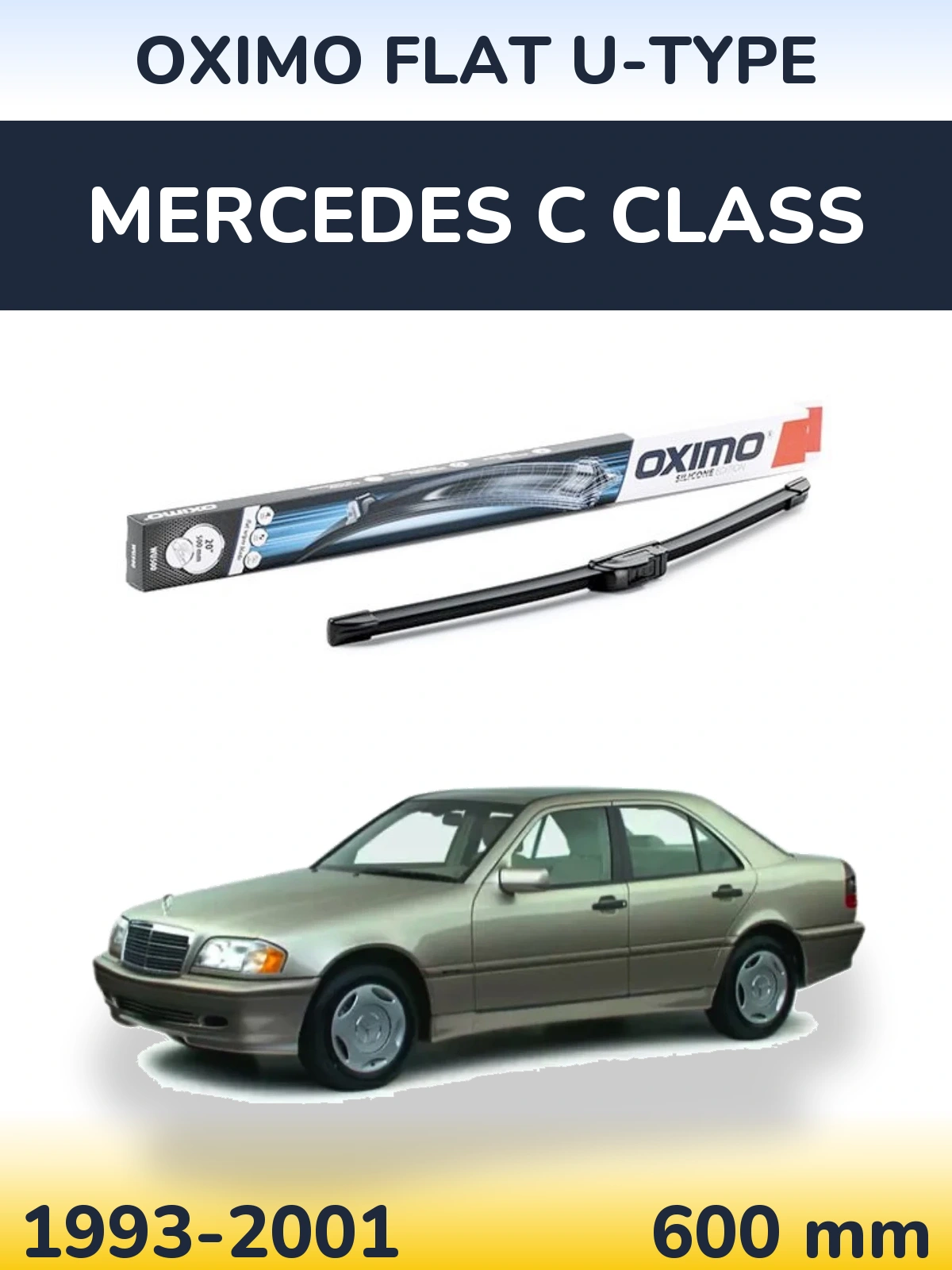 Front wiper blade Oximo Flat U-type 600 mm for Mercedes C Class 1993-2001