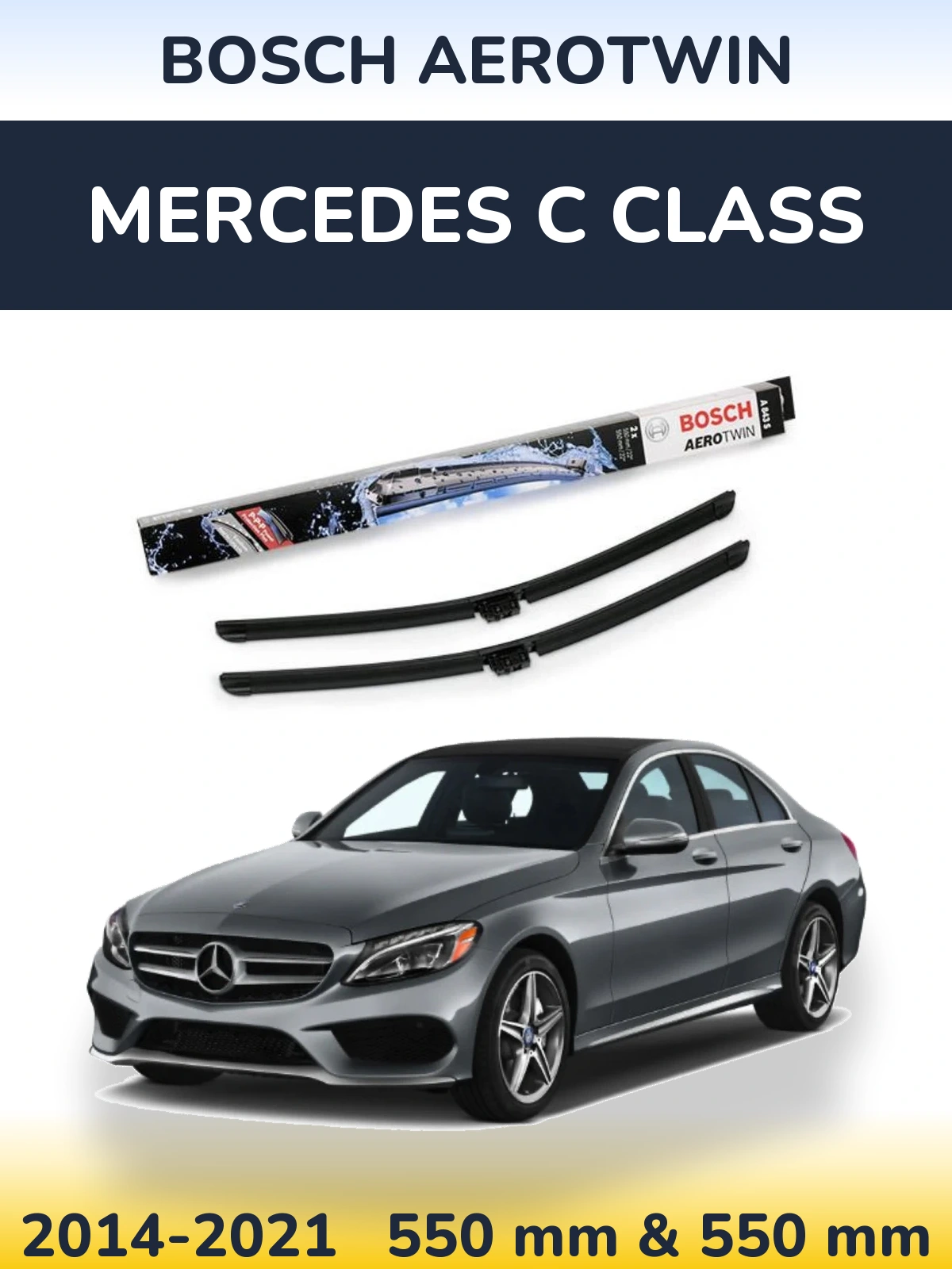 Комплект передніх щіток BOSCH AeroTwin 550 & 550 мм для Mercedes C Class 2014-2021
