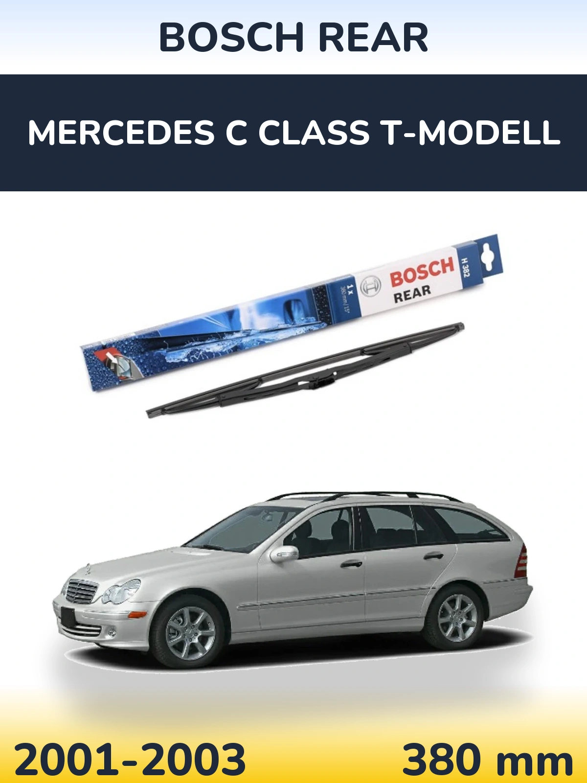 Rear wiper blade BOSCH Rear 380 mm for Mercedes C Class T-Modell 2001-2003