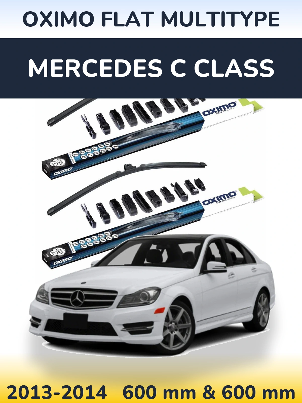Front wiper blade set Oximo Flat MultiTypee 600 & 600 mm for Mercedes C Class 2013-2014