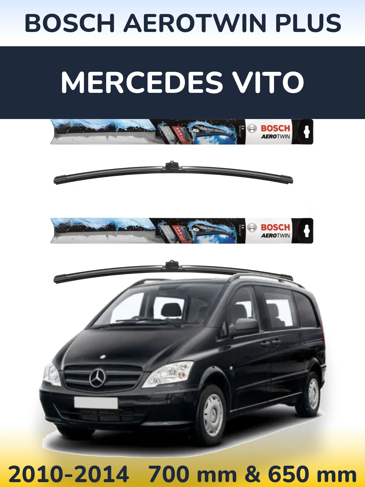 Комплект передних дворников BOSCH AeroTwin Plus 700 & 650 мм для Mercedes Vito 2010-2014