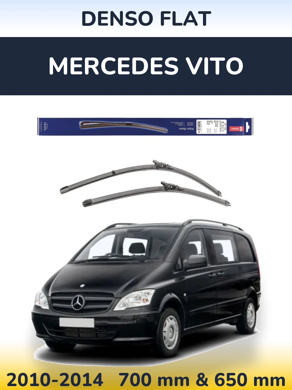 Front wiper blade set Denso Flat 700 & 650 mm for Mercedes Vito 2010-2014