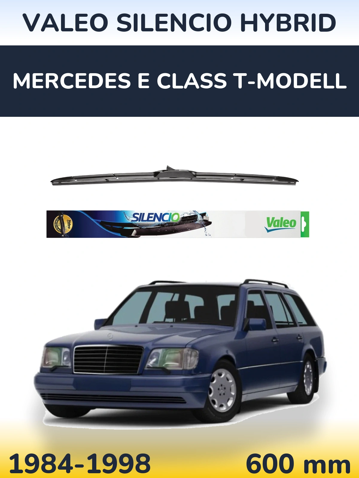 Front wiper blade Valeo Silencio Hybrid 600 mm for Mercedes E Class T-Modell 1984-1998