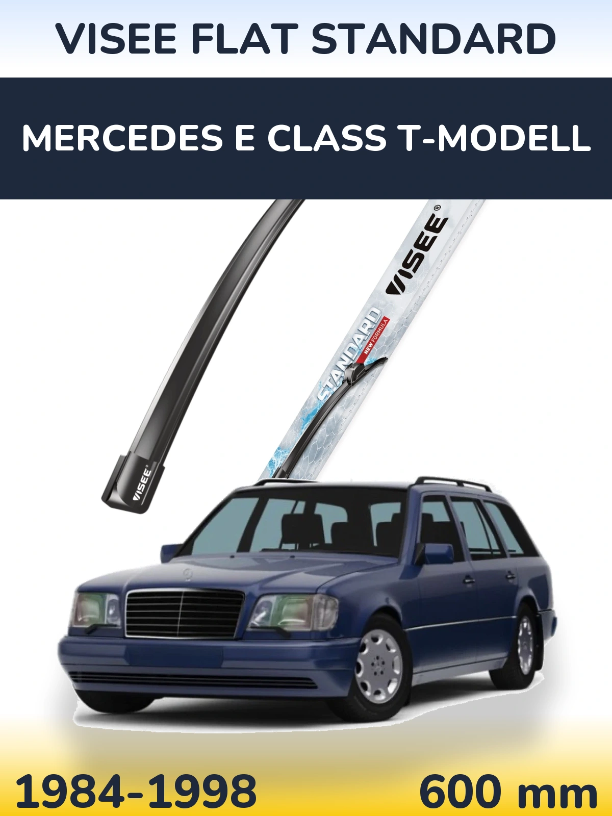 Front wiper blade VISEE FLAT STANDARD 600 mm for Mercedes E Class T-Modell 1984-1998