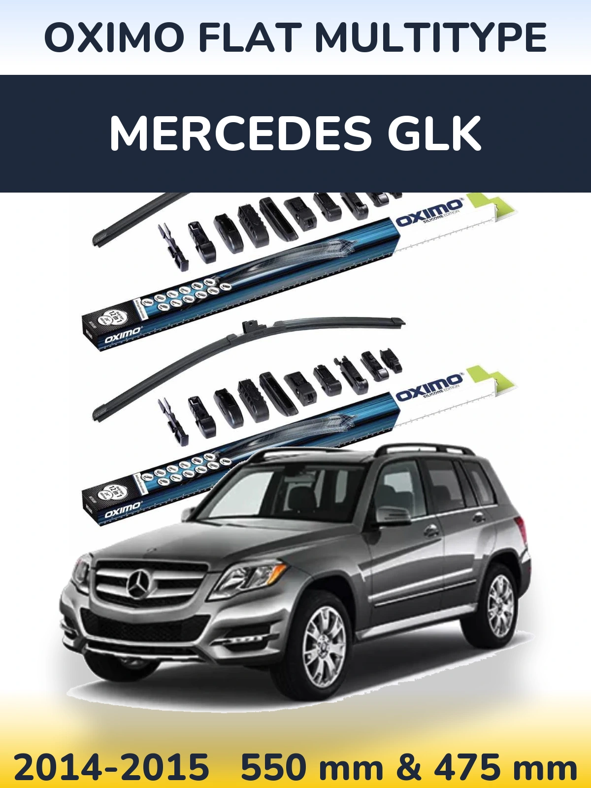Front wiper blade set Oximo Flat MultiTypee 550 & 475 mm for Mercedes GLK 2014-2015