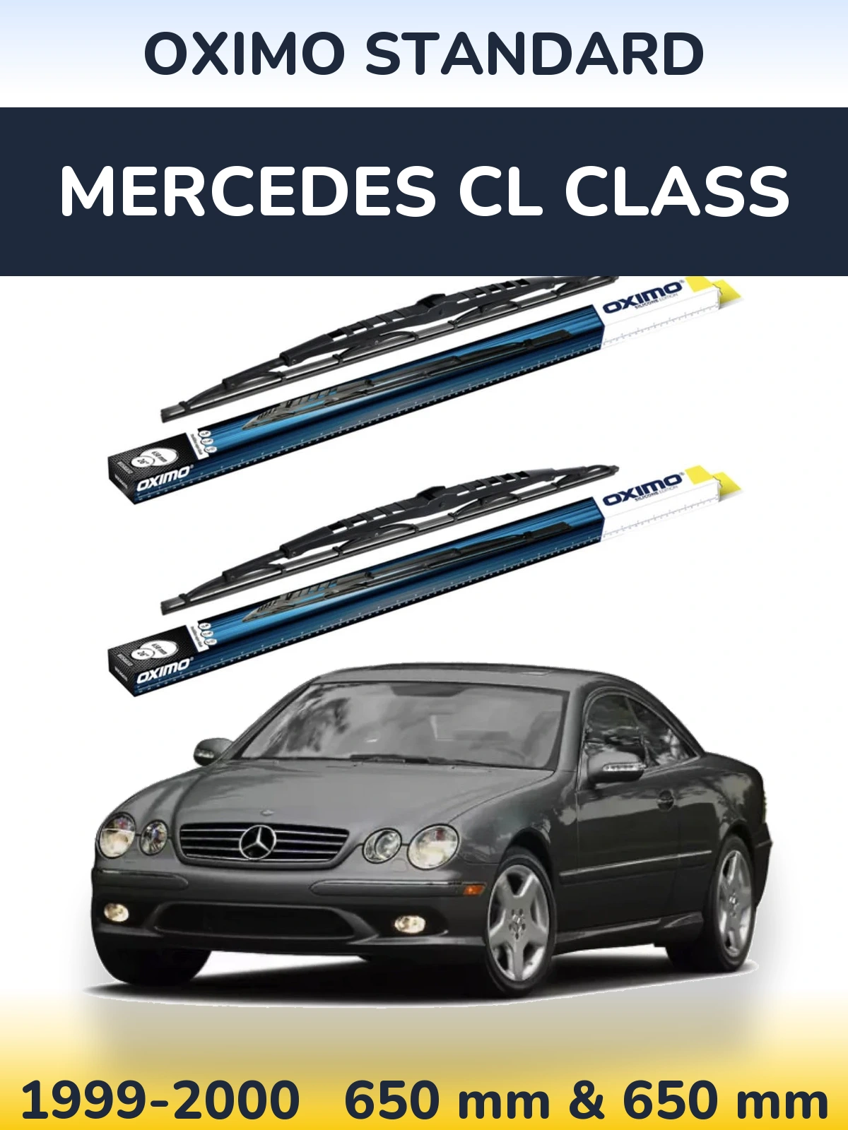 Front wiper blade set Oximo Standard 650 & 650 mm for Mercedes CL Class 1999-2000
