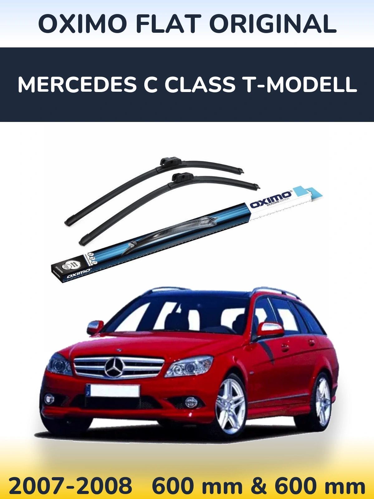 Front wiper blade set Oximo Flat Original 600 & 600 mm for Mercedes C Class T-Modell 2007-2008