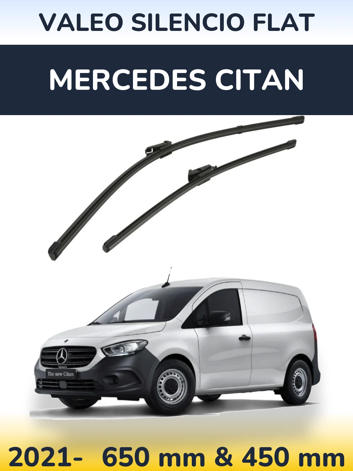 Front wiper blade set Valeo Silencio Flat 650 & 450 mm for Mercedes Citan 2021-2026