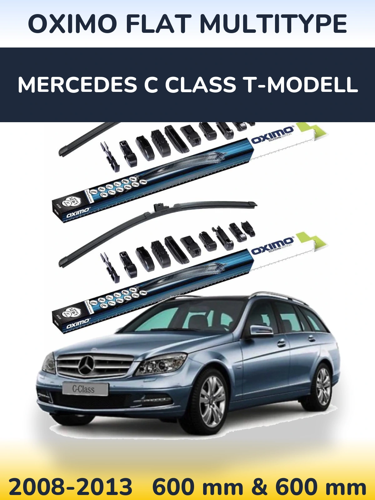 Комплект передніх щіток Oximo Flat MultiТипe 600 & 600 мм для Mercedes C Class T-Модельl 2008-2013
