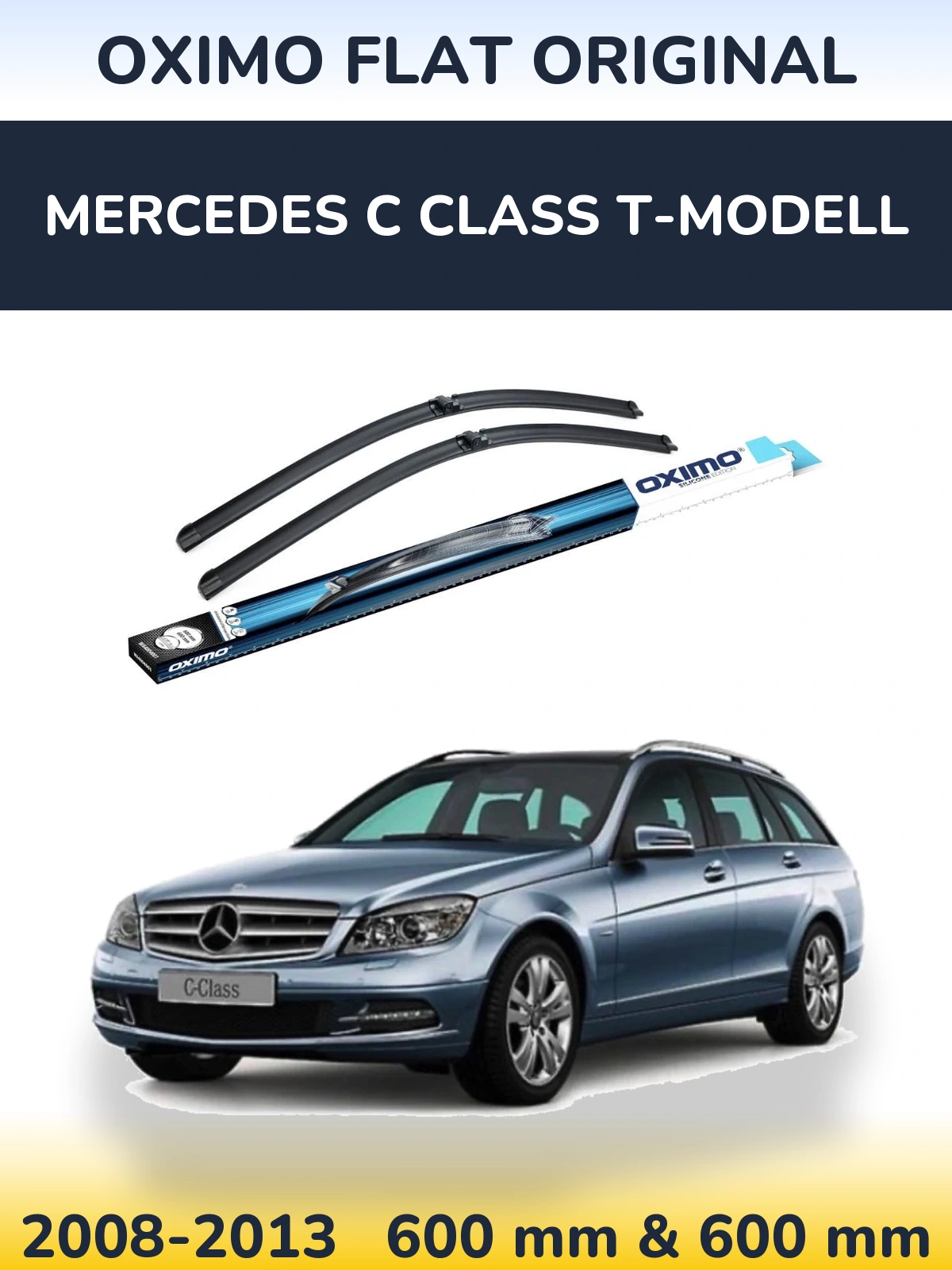 Front wiper blade set Oximo Flat Original 600 & 600 mm for Mercedes C Class T-Modell 2008-2013