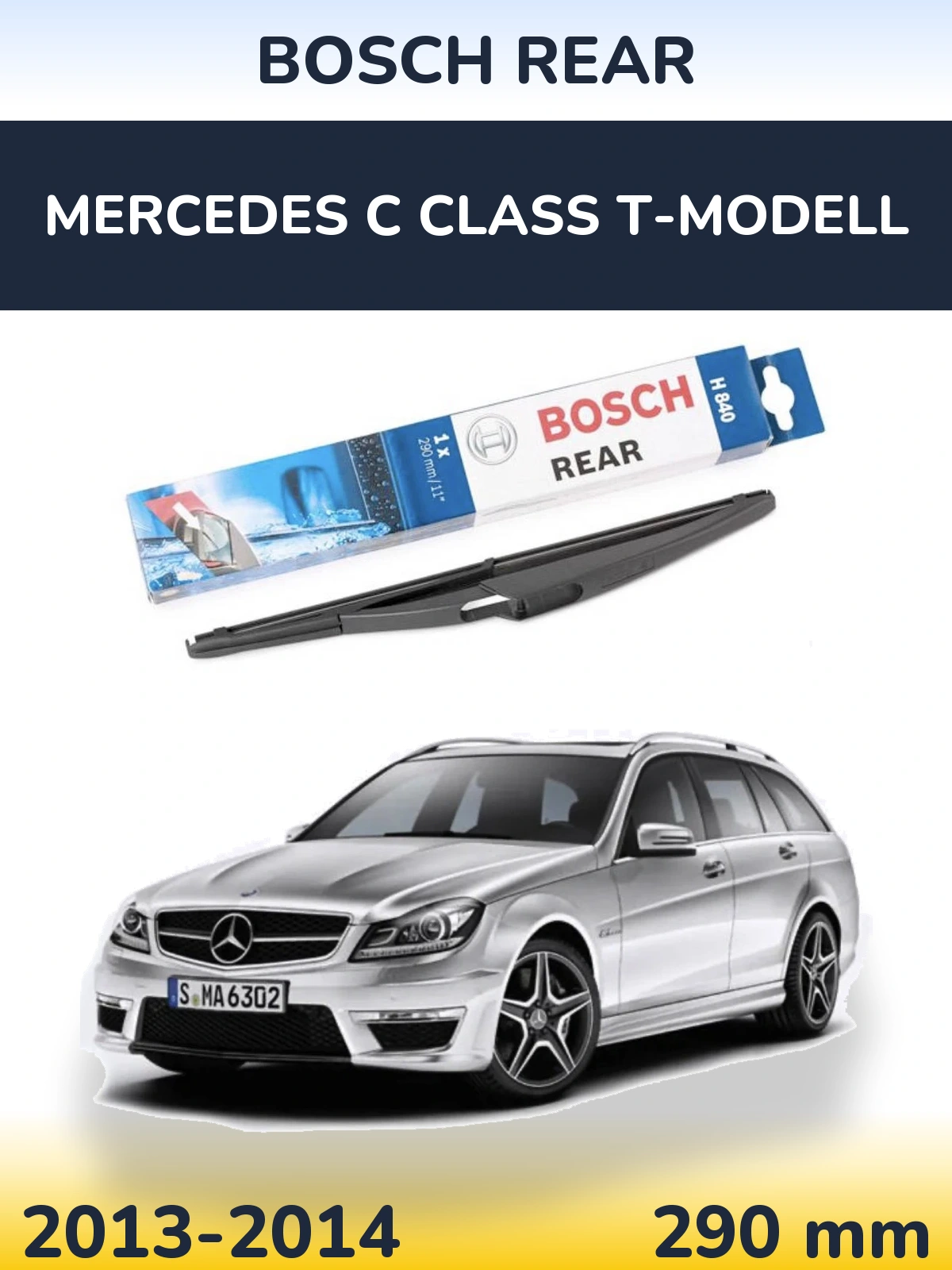 Rear wiper blade BOSCH Rear 290 mm for Mercedes C Class T-Modell 2013-2014