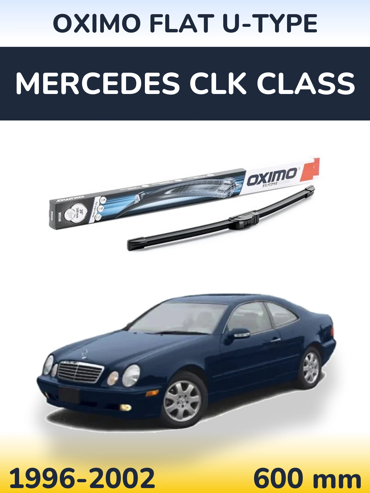 Front wiper blade Oximo Flat U-type 600 mm for Mercedes CLK Class 1996-2002