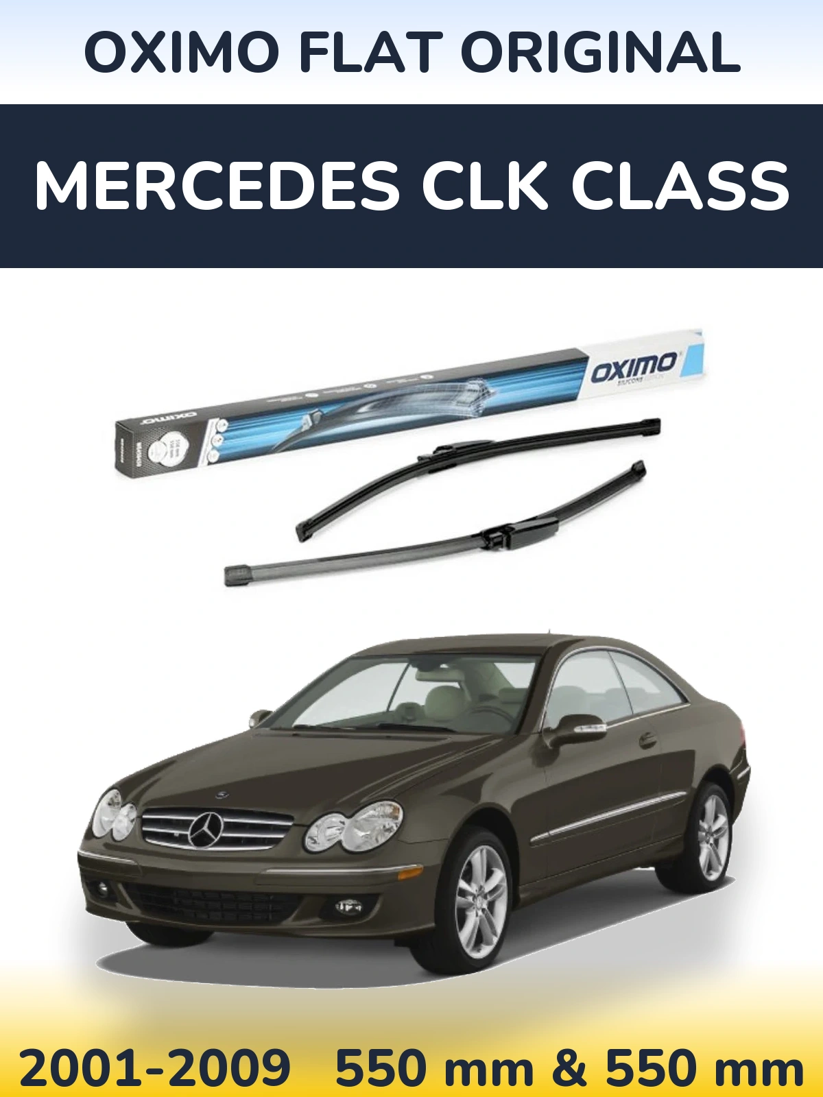 Front wiper blade set Oximo Flat Original 550 & 550 mm for Mercedes CLK Class 2001-2009