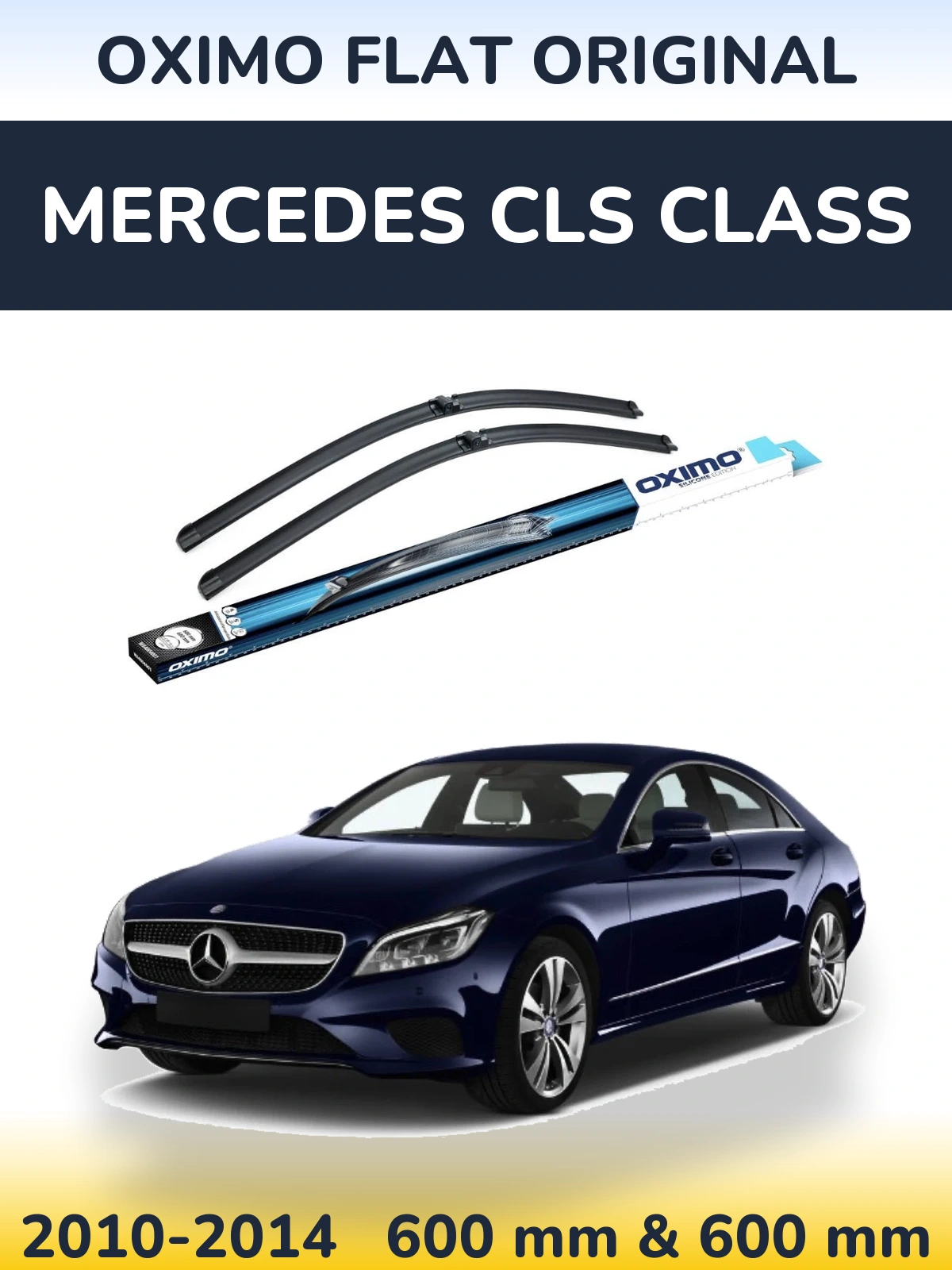 Front wiper blade set Oximo Flat Original 600 & 600 mm for Mercedes CLS Class 2010-2014