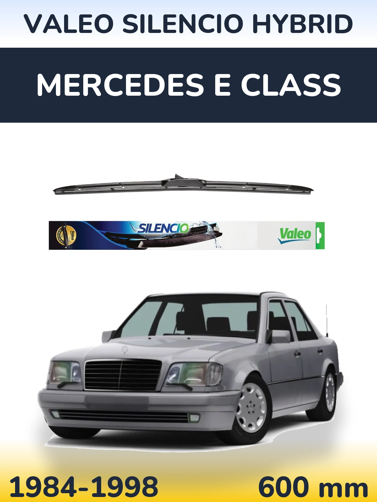 Front wiper blade Valeo Silencio Hybrid 600 mm for Mercedes E Class 1984-1998