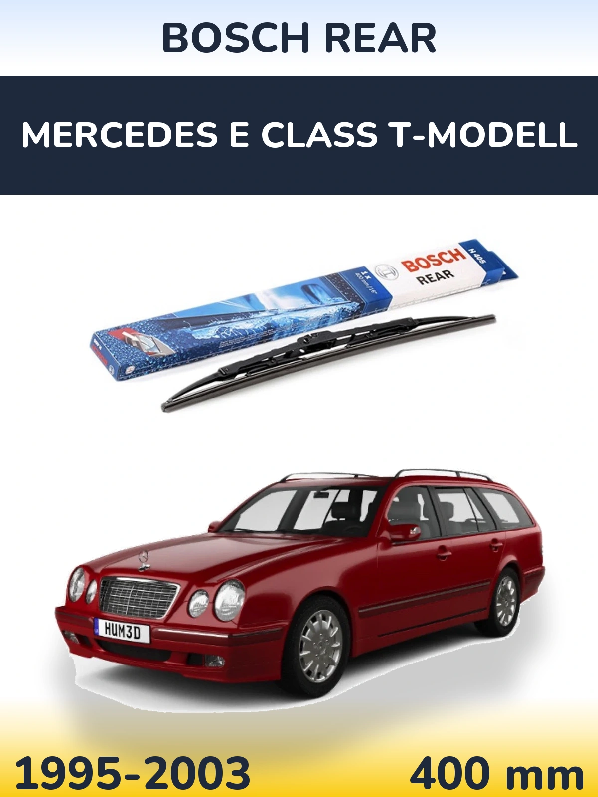 Rear wiper blade BOSCH Rear 380 mm for Mercedes E Class T-Modell 1995-2003