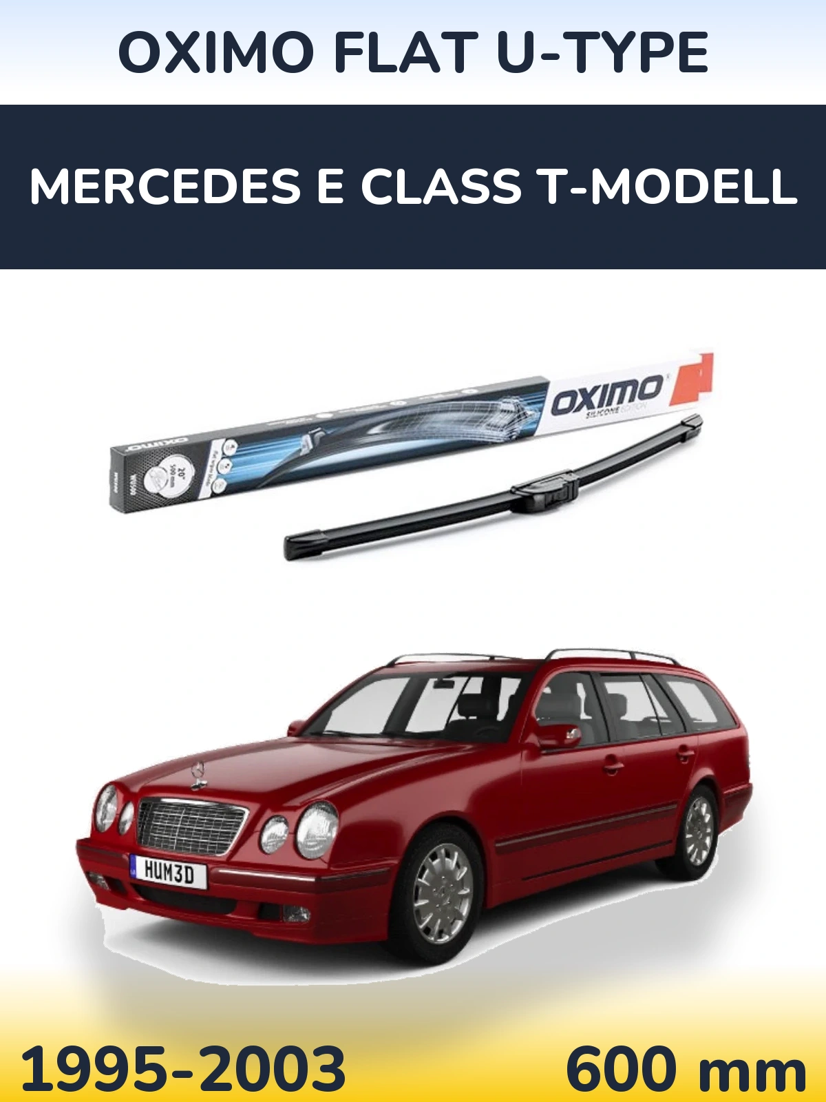 Front wiper blade Oximo Flat U-type 600 mm for Mercedes E Class T-Modell 1995-2003