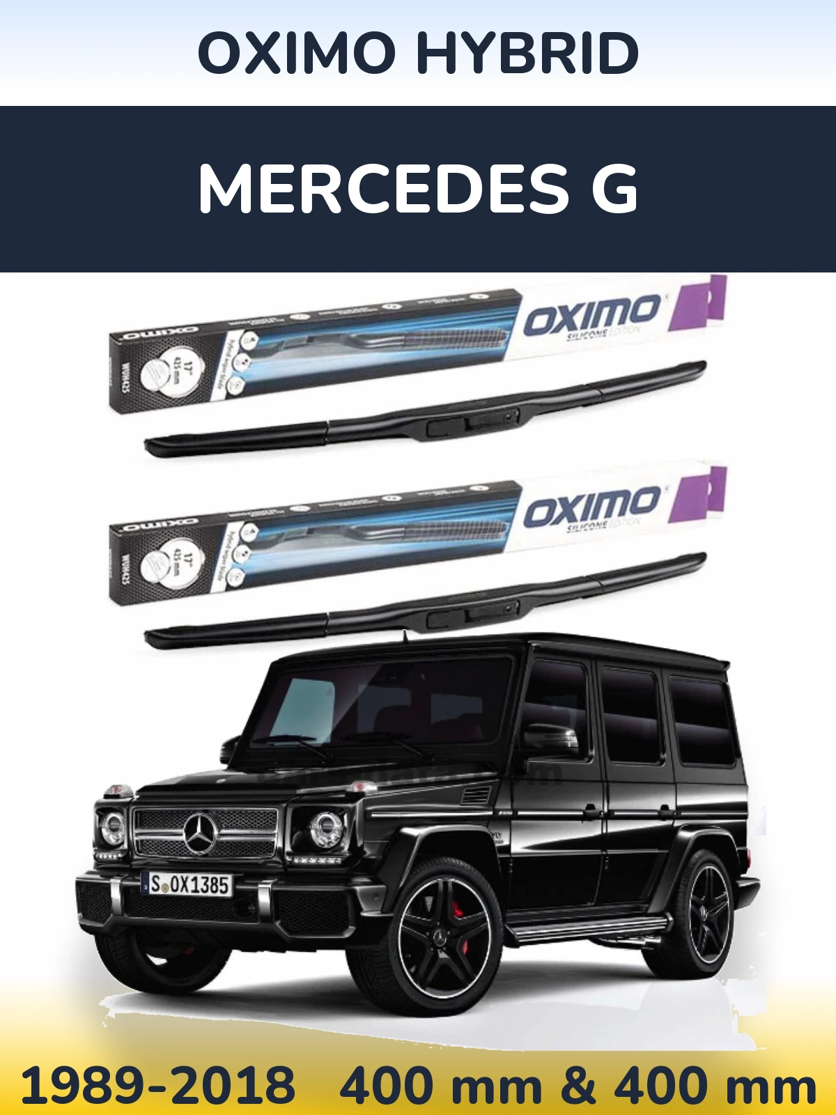 Front wiper blade set Oximo Hybrid 400 & 400 mm for Mercedes G 1989-2018