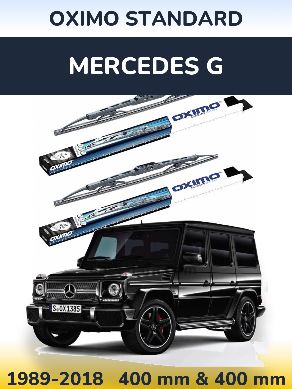 Front wiper blade set Oximo Standard 400 & 400 mm for Mercedes G 1989-2018