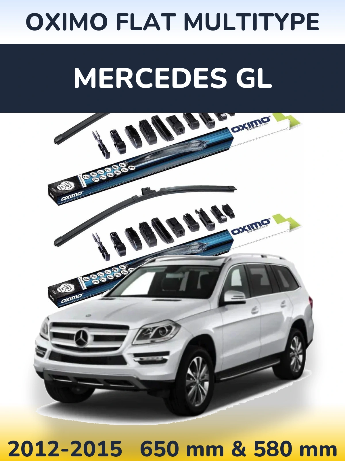 Комплект передних дворников Oximo Flat MultiТипe 650 & 580 мм для Mercedes GL 2012-2015