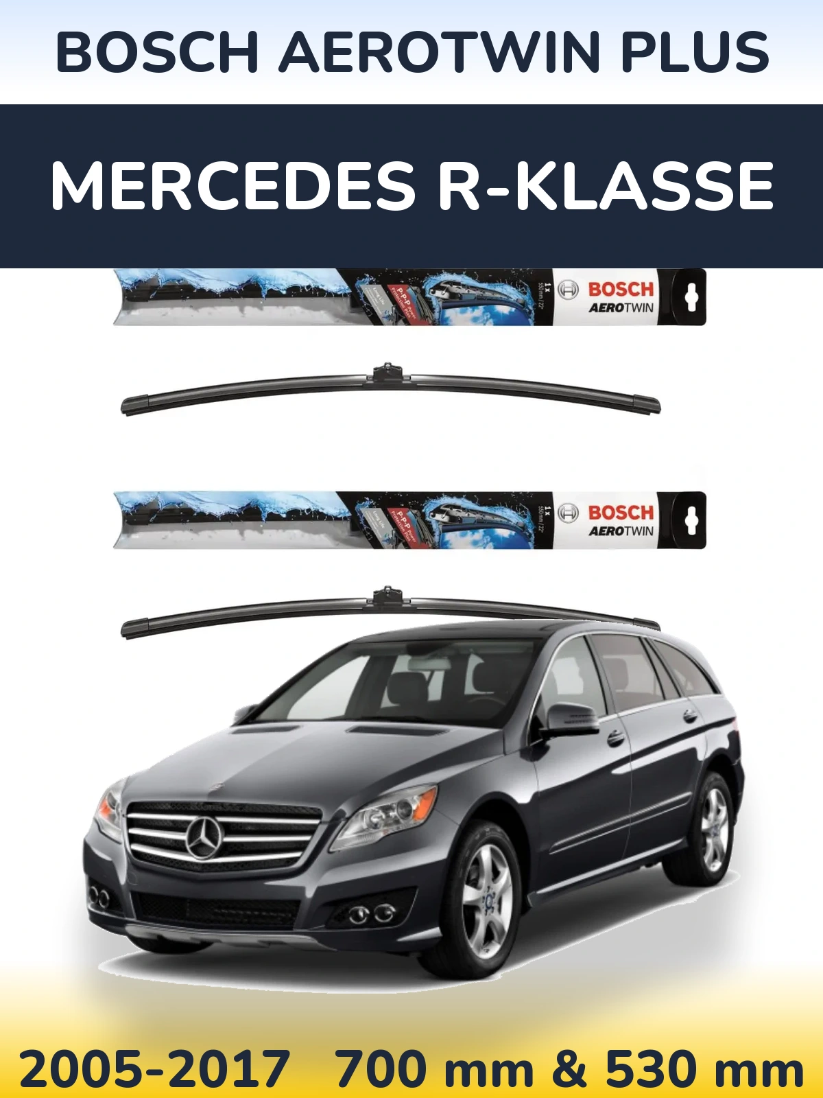 Комплект передних дворников BOSCH AeroTwin Plus 700 & 530 мм для Mercedes R-Klasse 2005-2017