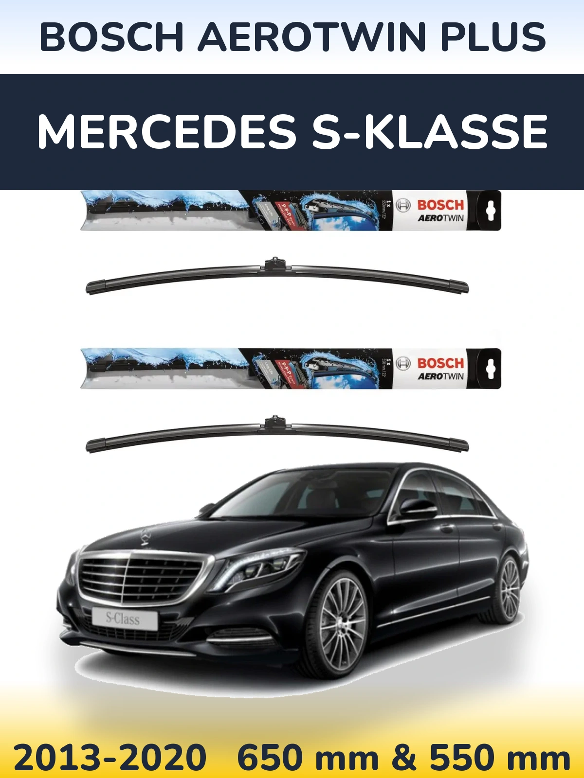 Комплект передних дворников BOSCH AeroTwin Plus 650 & 550 мм для Mercedes S-Klasse 2013-2020