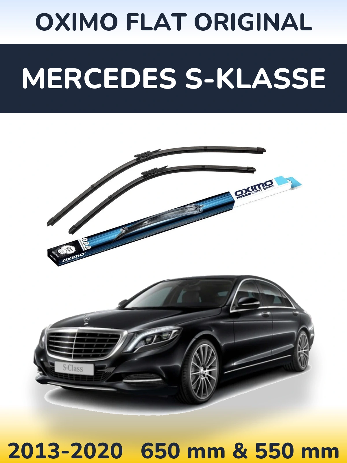 Комплект передніх щіток Oximo Flat Original 650 & 550 мм для Mercedes S-Klasse 2013-2020