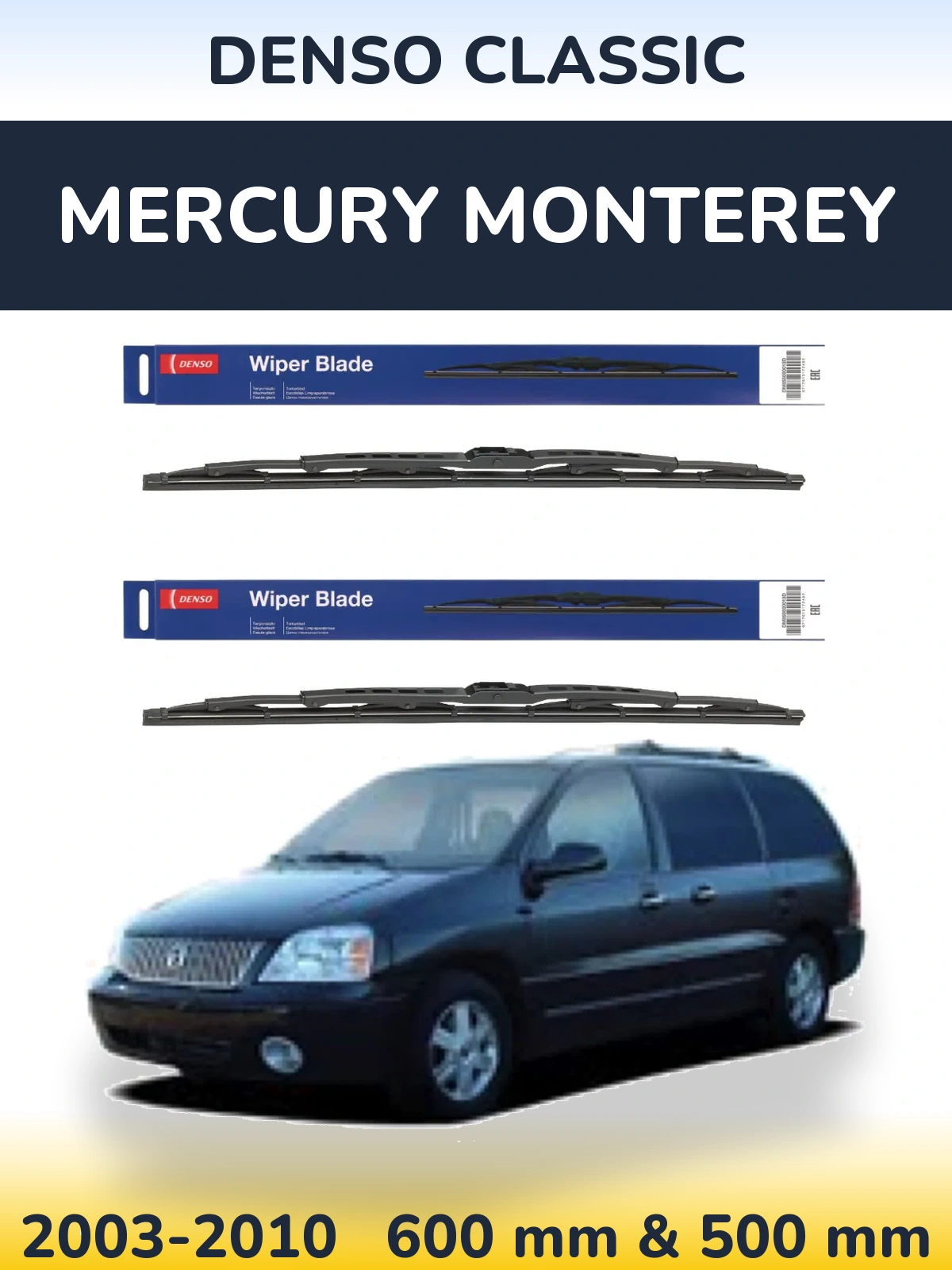 Комплект передних дворников Denso Classic 600 & 500 мм для Mercury Monterey 2003-2010