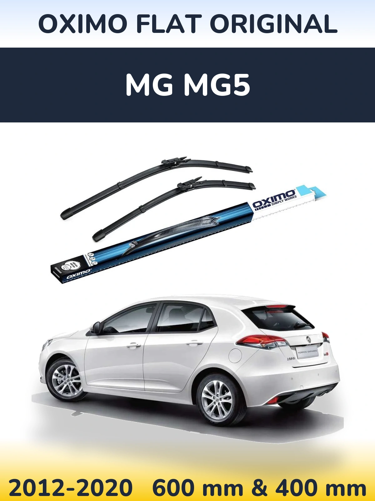 Front wiper blade set Oximo Flat Original 600 & 400 mm for MG MG5 2012-2020