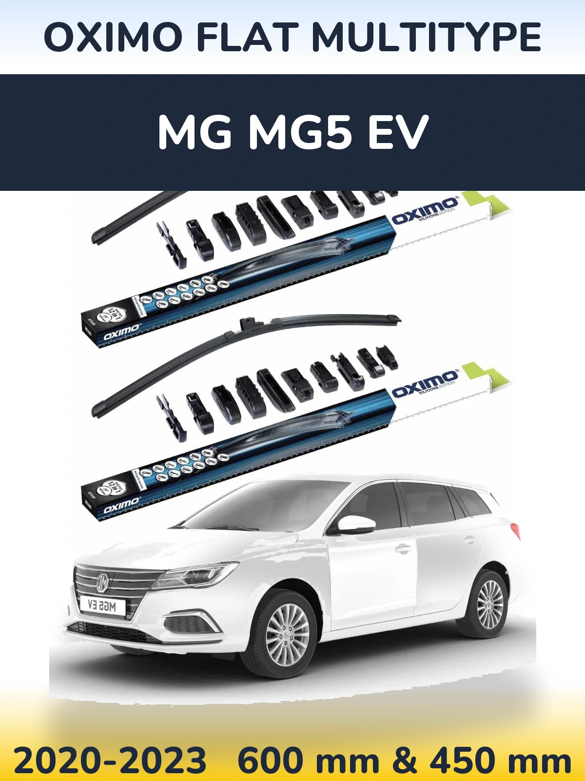 Комплект передних дворников Oximo Flat MultiТипe 600 & 450 мм для MG MG5 EV 2020-2023