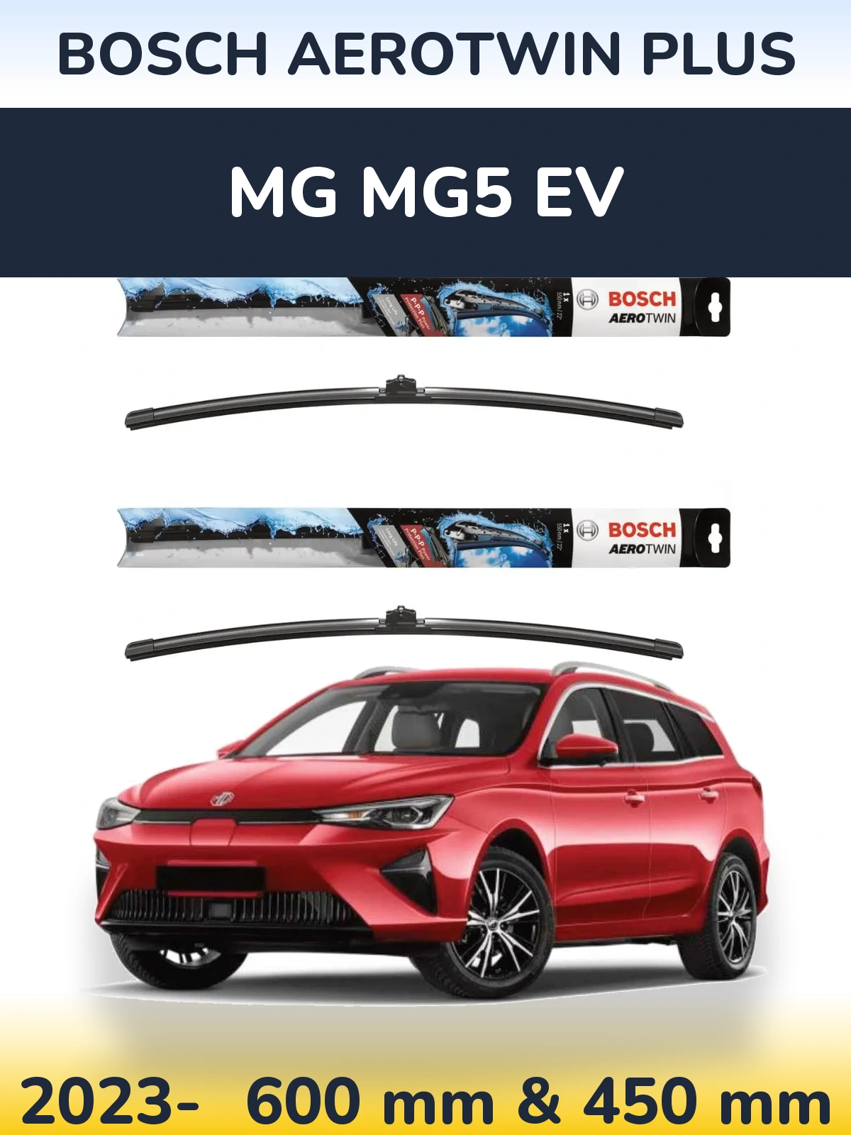 Комплект передніх щіток BOSCH AeroTwin Plus 600 & 450 мм для MG MG5 EV 2023-2026
