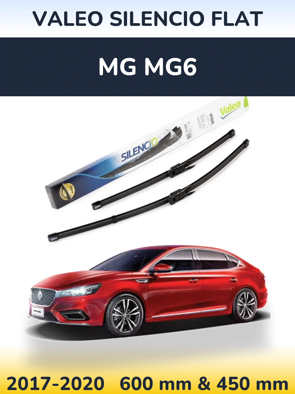 Комплект передніх щіток Valeo Silencio Flat 600 & 450 мм для MG MG6 2017-2020