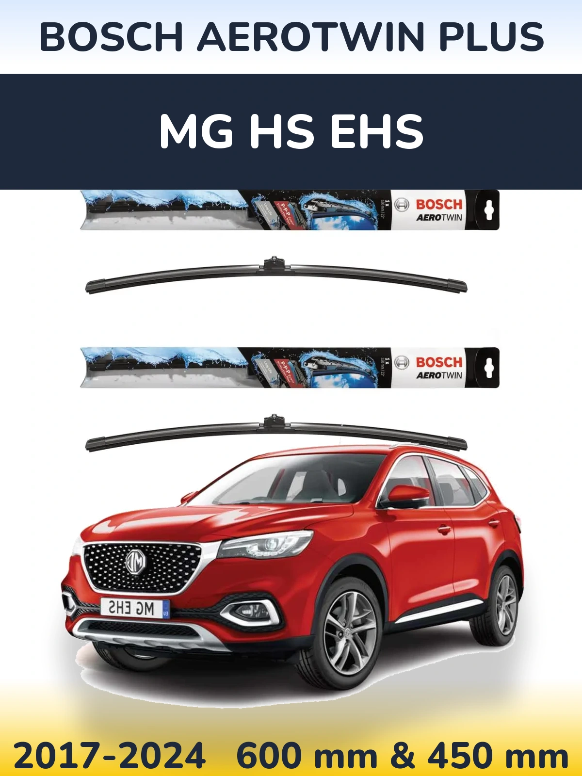 Комплект передніх щіток BOSCH AeroTwin Plus 600 & 450 мм для MG HS eHS 2017-2024