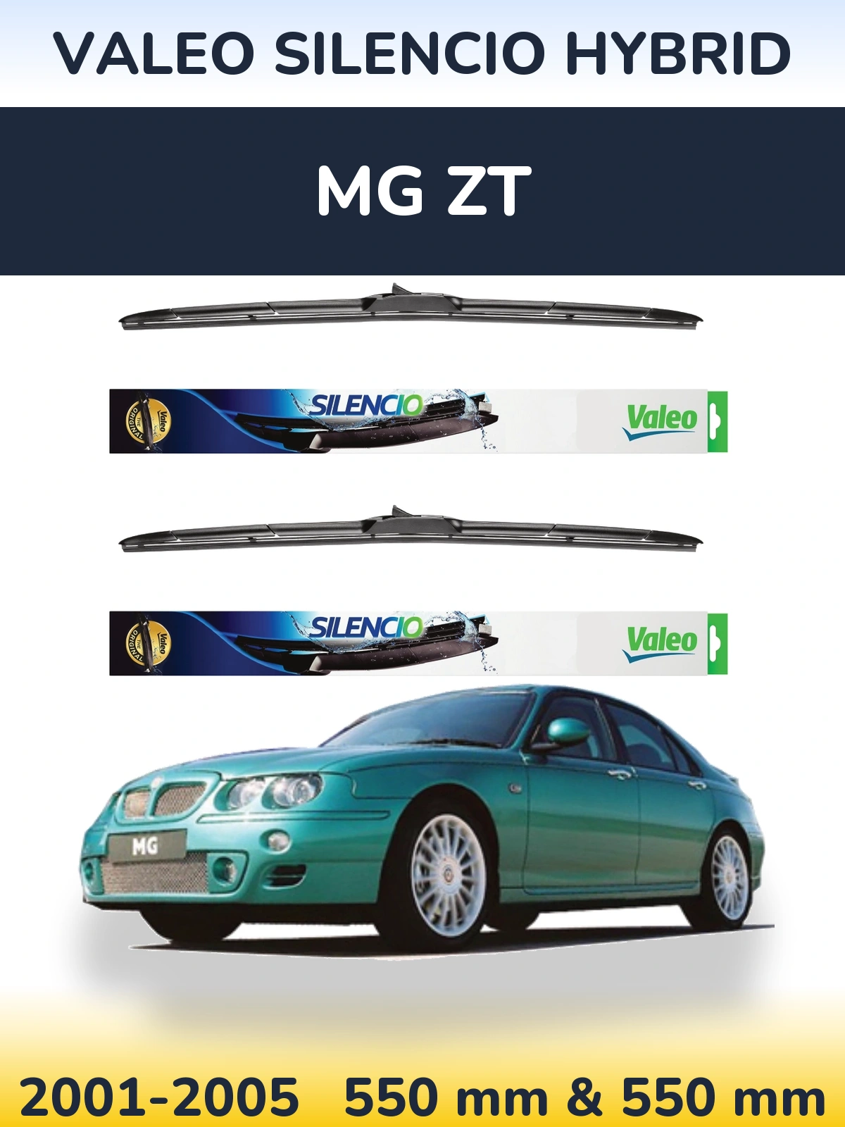 Комплект передних дворников Valeo Silencio Hybrid 550 & 550 мм для MG ZT 2001-2005