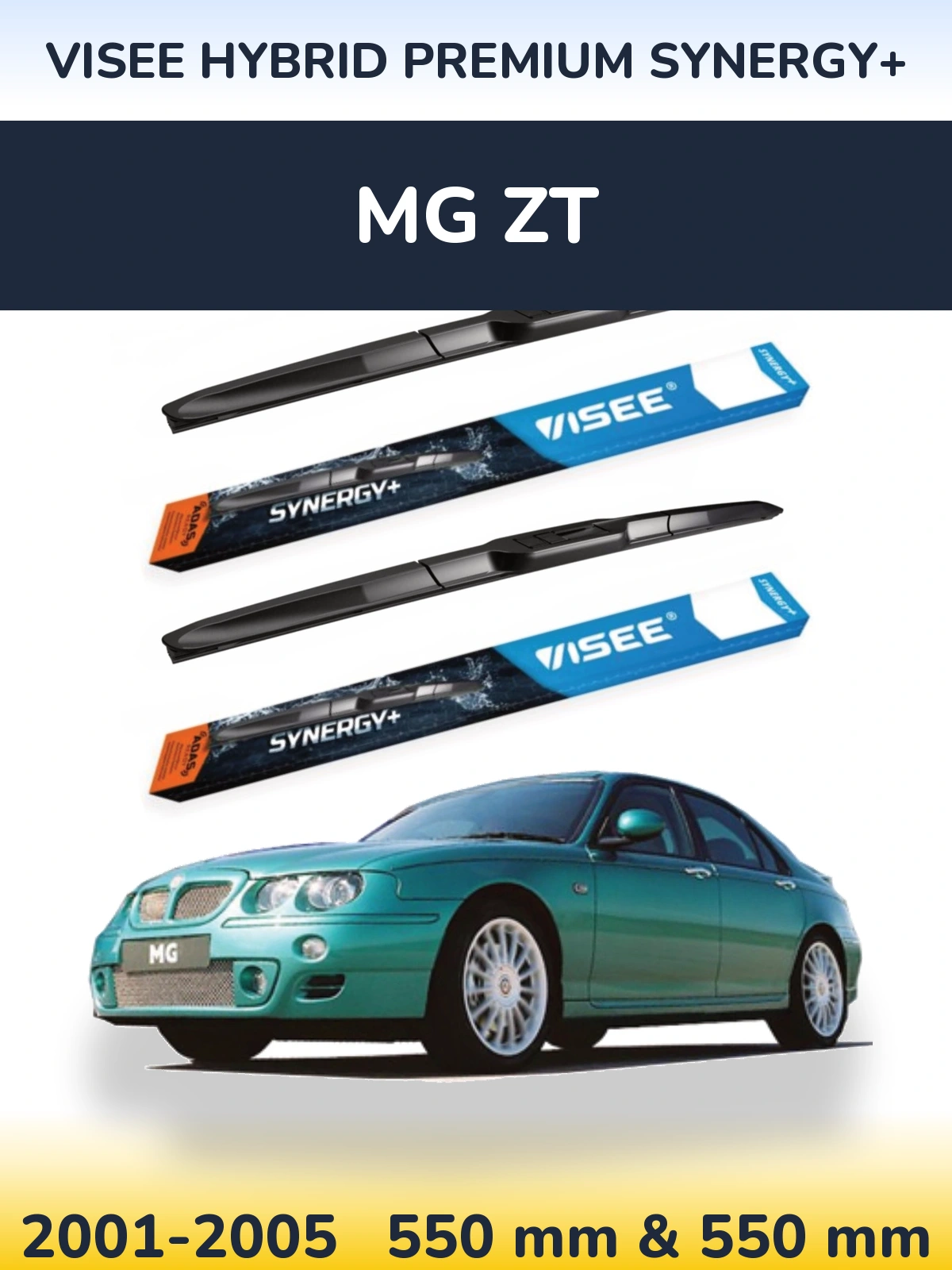 Front wiper blade set VISEE HYBRID PREMIUM SYNERGY+ 550 & 550 mm for MG ZT 2001-2005