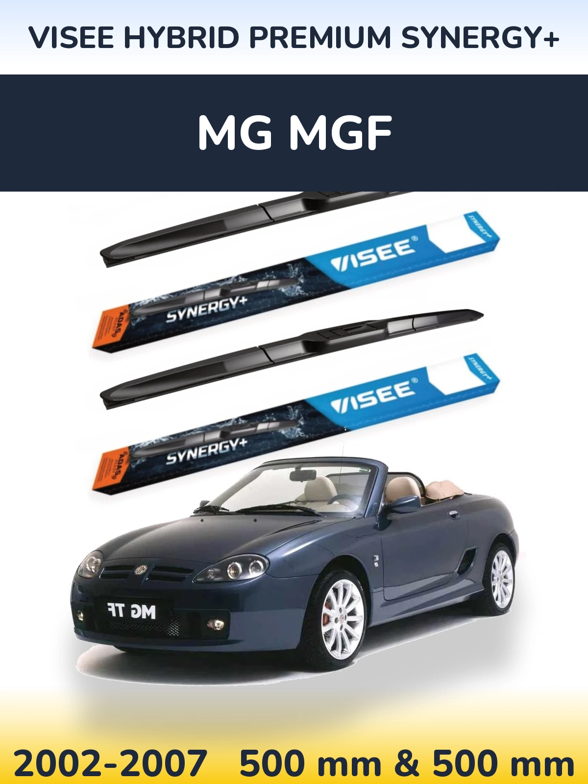 Комплект передніх щіток VISEE HYBRID PREMIUM SYNERGY+ 500 & 500 мм для MG MGF 2002-2007